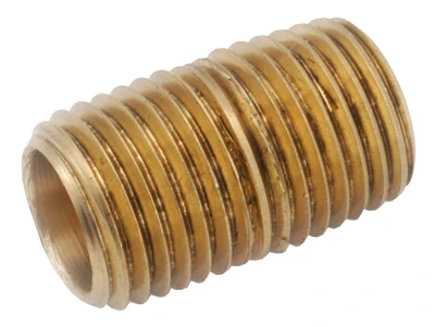 Pipe Fitting, Yellow Brass Nipple, Lead Free, 1/8 In. x Close