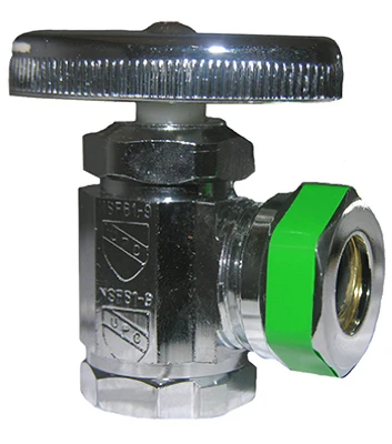 Angle Stop Valve, Chrome, 1/2 In. Female Pipe Thread Inlet x 7/16 In. Or 1/2 In. O.D. Slip Joint Outlet