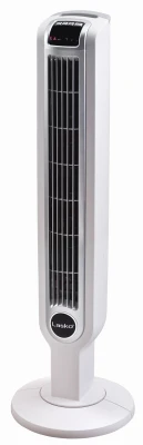 Oscillating Tower Fan, 3 Speeds, Remote Control, White, 36 In.