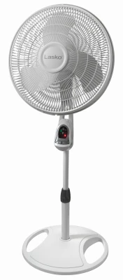 3-Speed Oscillating Pedestal Fan, Timer and Remote, White 16 In.