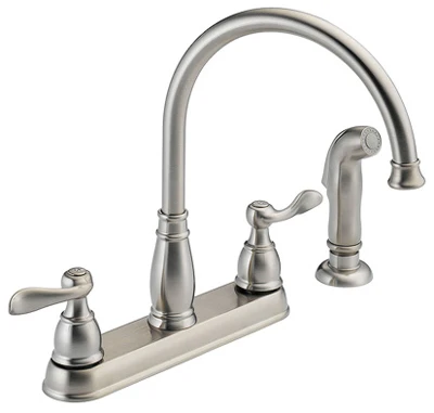 Windemere 2-Handle Kitchen Faucet, Side Spray, Stainless Steel