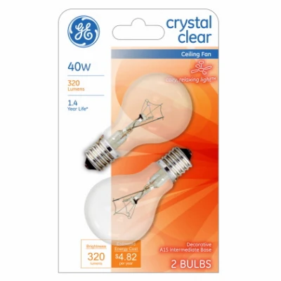 GE, 2 Pack, 40A15N/C/CF, 40W,