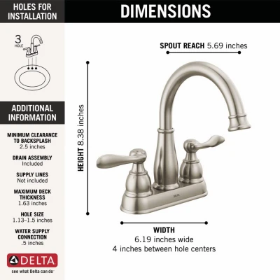 Windemere 2-Handle Lavatory Faucet, Centerset, Brushed Nickel