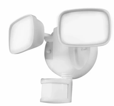 LED Smart Dual-Head Security Flood Lights, Motion Activated, 2000 Lumen, White