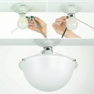 Clip On Ceiling Light Bulb Cover, White Plastic