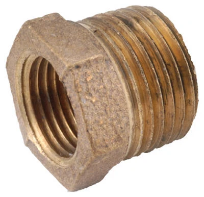 Pipe Fitting, Red Brass Hex Bushing, Lead Free, 1/2 x 1 In.