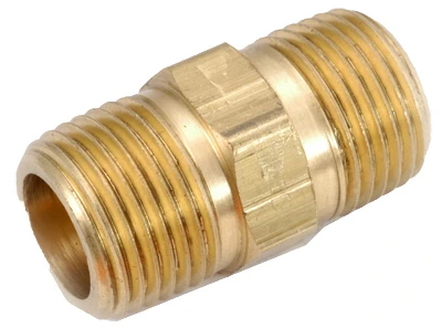 Pipe Fitting, Hex Nipple, Lead Free Brass, 1/8 In.