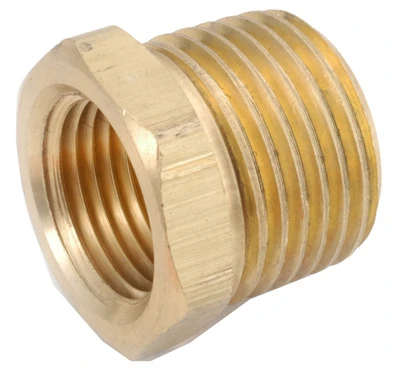 Pipe Fitting, Brass Hex Bushing, Lead Free, 1/4 x 1/8 In.