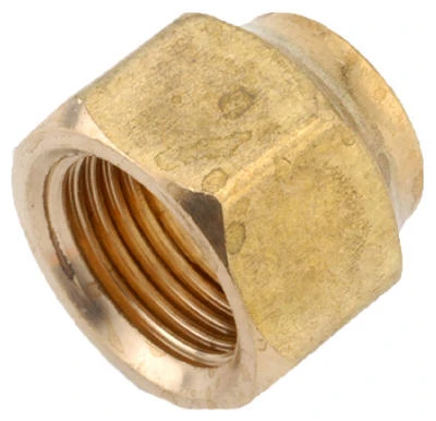 Pipe Fitting, Short Forged Refrigerator Flare Nut, Brass, 1/2 In.