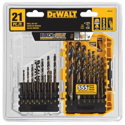 21-Pc. Black Oxide HSS Twist Drill Bit Set
