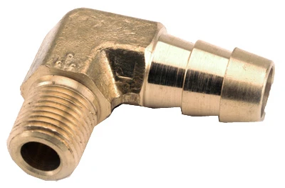 Lead Free Brass 90 Degree Barb Insert Elbow Pipe Fitting, 3/8 Inch Hose by 1/2 Inch Male Pipe Thread