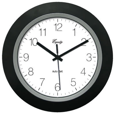 10-Inch Black Self-Setting Analog Wall Clock