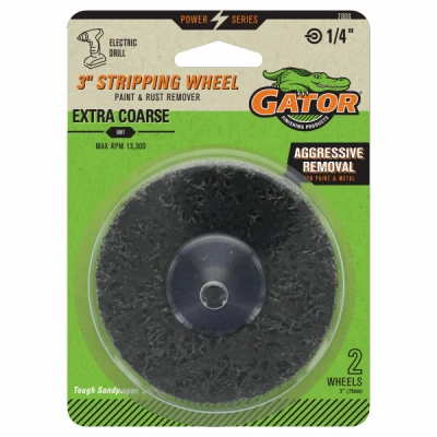 Drill Mount Paint & Rust Remover Stripping Wheel, Extra Coarse Grit, 3 In., 2-Pk.