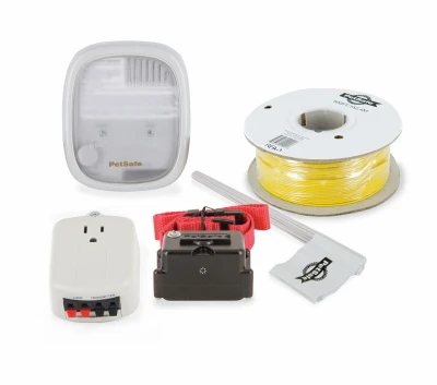 In-Ground Stubborn Dog Fence Kit with Transmitter, Collar, and Installation Accessories