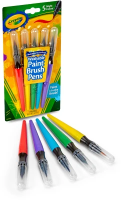 Washable No-Drip Paint Brush Pens Set, 5 Colors, 5 Pieces