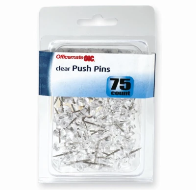 Push Pins, Clear, 75-Pk.
