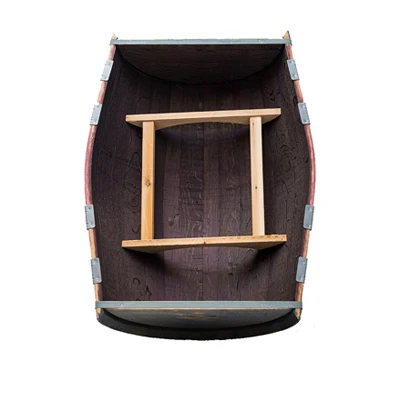 Oak Wood Barrel Garden Planter with Natural Finish, Durable Outdoor Decorative Pot