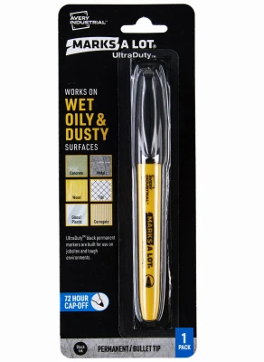 UltraDuty Permanent Marker, Bullet Tip, Black