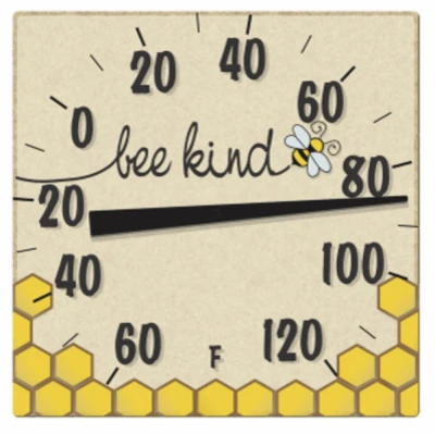 8 In. Bee Kind Ceramic Tabletop Thermometer - Indoor/outdoor Use