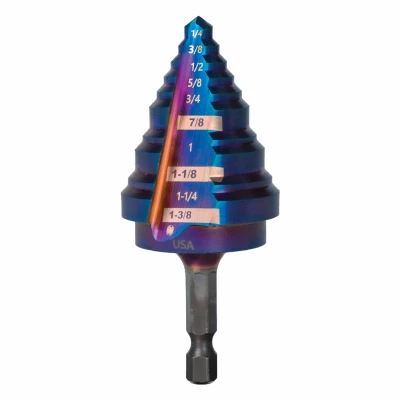Mach-Blue 10-Step Drill Bit, 1/4 - 1-3/8 In.