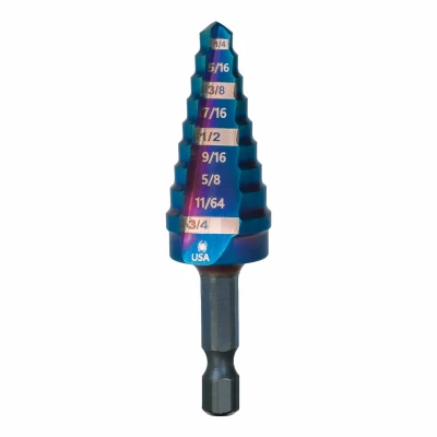2-Pc. Mach-Blue Step Drill Bit, 1/8 - 1/2 In. & 3/16 - 7/8 In.