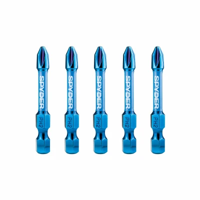 PH2 Mach-Blue Phillips Impact Driver Bits, 2 In., 5-Pk.