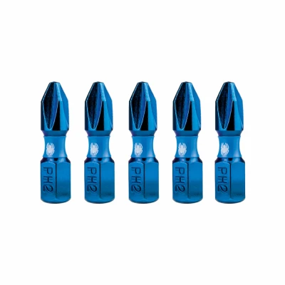 PH2 Mach-Blue Phillips Impact Driver Bits, 1 In., 5-Pk.