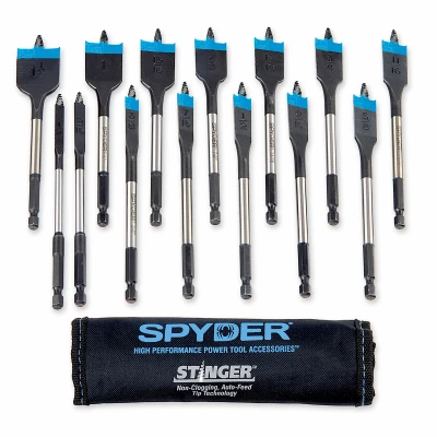 Stinger 14-Pc. Spade Woodboring Bit Set & Pouch