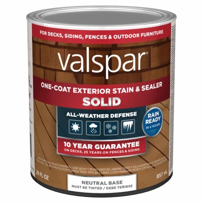 One-Coat Solid Stain & Sealer, Neutral Base, 1 Qt.