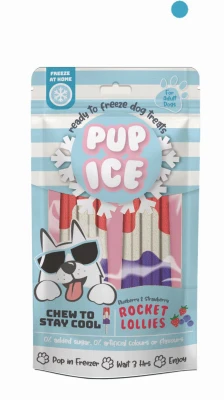 Rocket Lollies Dog Treat, Srawberry and Blueberry, 2-Pk.