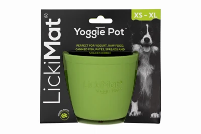 Yoggie Pot Dog Feeder Licking Bowl, Green