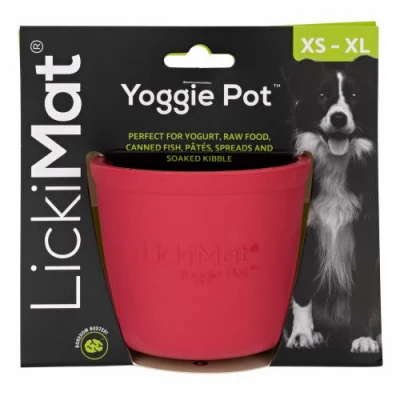 Yoggie Pot Dog Feeder Licking Bowl, Pink