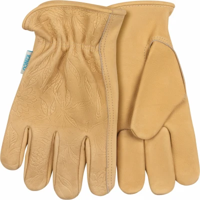 Women's AquaHide Water Resistant Cowhide Gloves with Floral Pattern Size Small