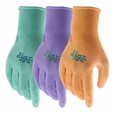 Nitrile Coated Knit Gloves, Assorted Colors, Women's L, 3-Pr.