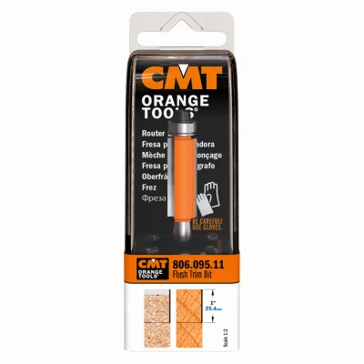 Flush Trim Router Bit, 1/4 In. Shank, 1 In. Cutting Length