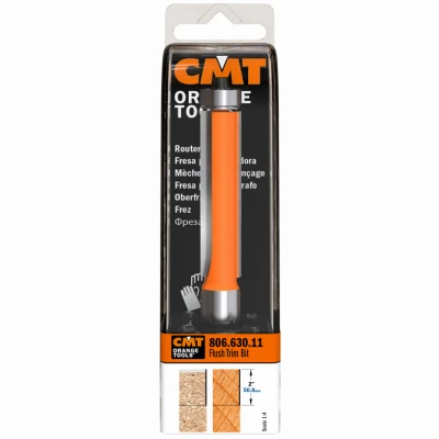 Flush Trim Router Bit, 2 In. Cutting Length, 1/2 In. Shank