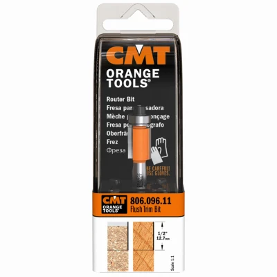 Flush Trim Router Bit, 1/4 In. Shank, 1/2 In. Cutting Length