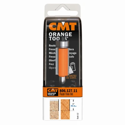 Flush Trim Router Bit with 1 Quarter Inch Shank and 1 Inch Cutting Length