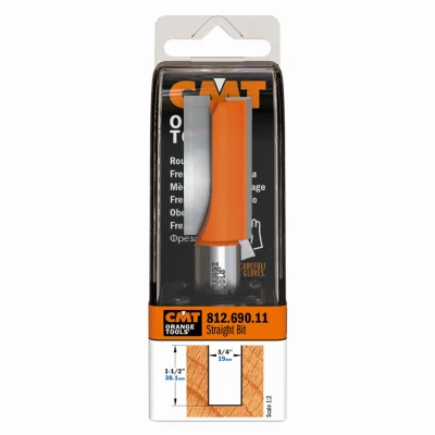 Straight Router Bit, 1/2 In. Shank, 3/4 In. Diameter,