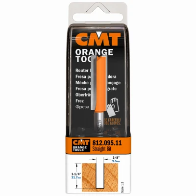 Straight Router Bit, 1/4 In. Shank, 3/8 In. Diameter