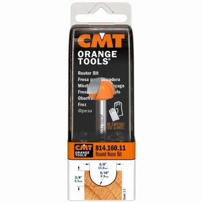 Round Nose Router Bit, 5/16 In. Radius, 1/4 In. Shank