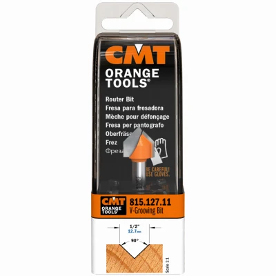 V-Grooving Router Bit, 1/2 In. Diameter, 1/4 In. Shank