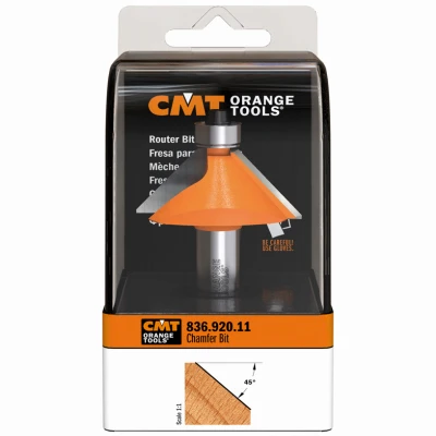 Chamfer Router Bit with 1/2 Inch Shank and 1-3/4 Inch Diameter