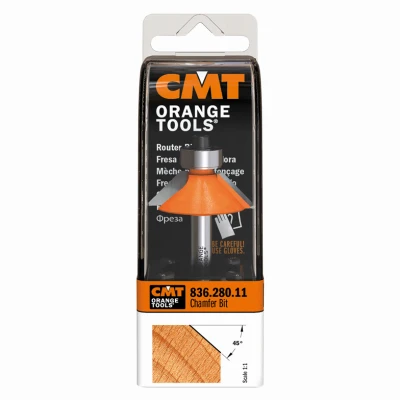 Chamfer Router Bit, 1/4 In. Shank, 1-1/4 In. Diameter