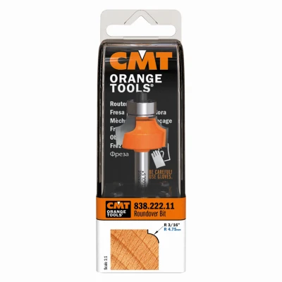 Roundover Router Bit, 1/4 In. Shank, 3/16 In. Radius