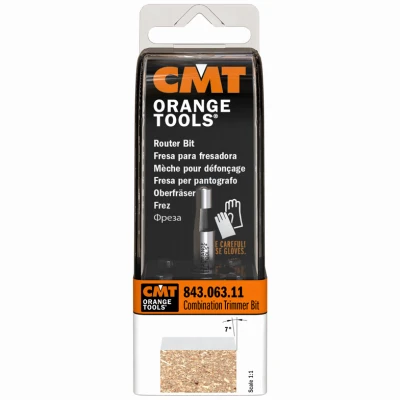Trimmer Router Bit, 7° Cutting Angle, 1/4 In. Shank