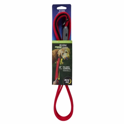 NiteDog Rechargeable Lighted Leash, Red/Red LED