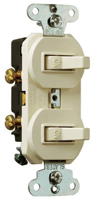 Pass and Seymour Double Single-Pole Light Almond Wall Switch