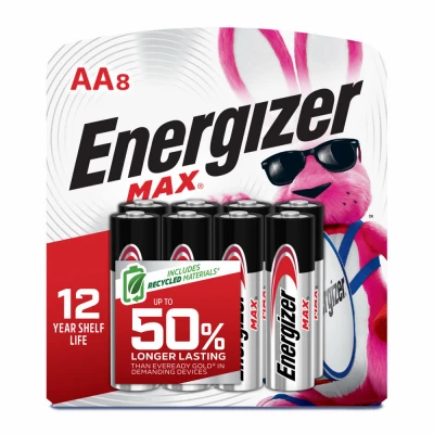 Max AA Batteries, Double A Alkaline Batteries, 8-Pack
