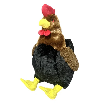 Plush Toy Chicken, Black/Brown, 12 In.